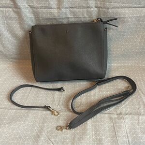 Lo & Sons The Pearl Crossbody Bag in Dark Gray Saffiano/Gold/Gray